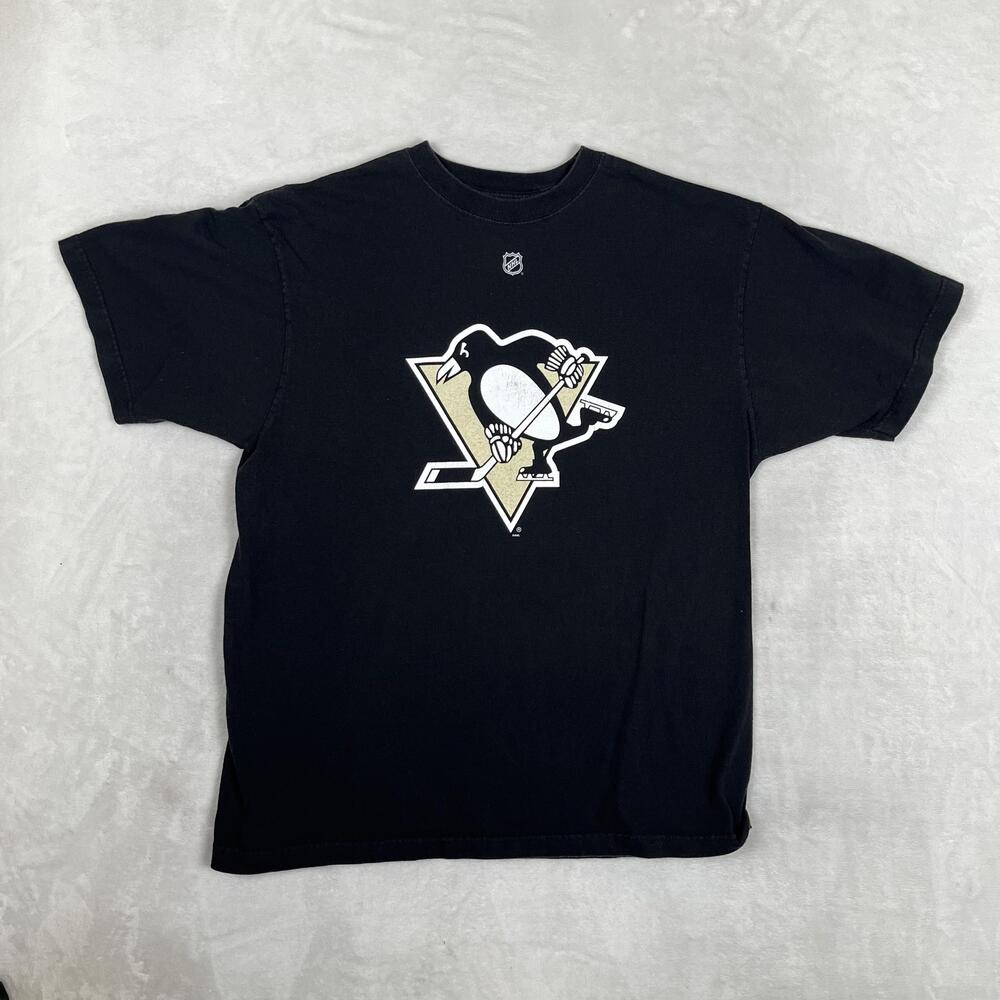 Pittsburgh Penguins Shirt Mens Large Black NHL Hockey Reebok Kris Letang 58 Y2K